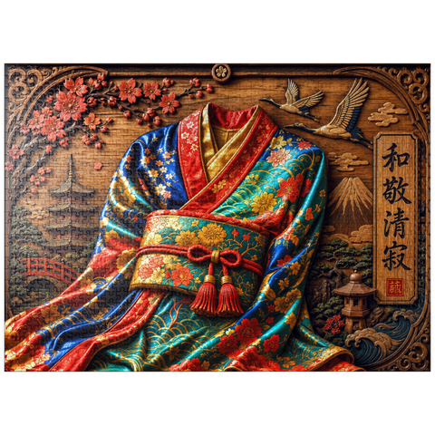 puzzleplate Japanese Kimono Wood Elegance 1000 Jigsaw Puzzle