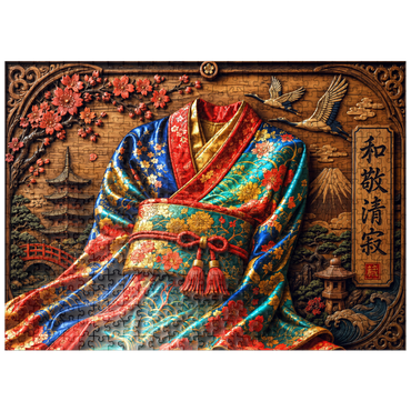 puzzleplate Japanese Kimono Wood Elegance 500 Jigsaw Puzzle