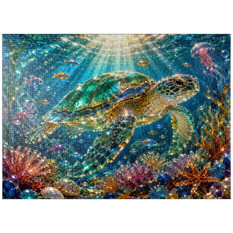 puzzleplate Luminous Glass Turtle Reef 1000 Jigsaw Puzzle