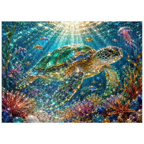 puzzleplate Luminous Glass Turtle Reef 500 Jigsaw Puzzle