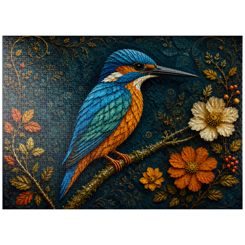 puzzleplate Autumn Leaf Kingfisher Garden 1000 Jigsaw Puzzle