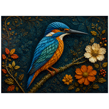 puzzleplate Autumn Leaf Kingfisher Garden 300 Jigsaw Puzzle