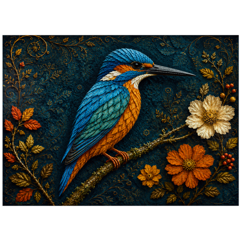 puzzleplate Autumn Leaf Kingfisher Garden 300 Jigsaw Puzzle