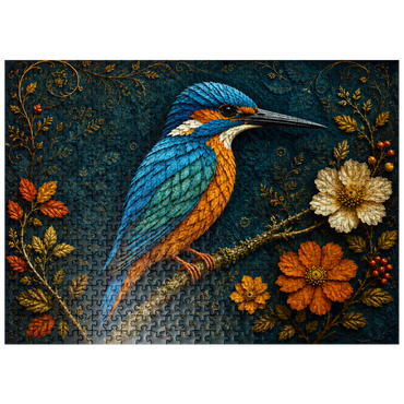 puzzleplate Autumn Leaf Kingfisher Garden 500 Jigsaw Puzzle