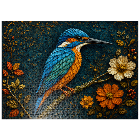 puzzleplate Autumn Leaf Kingfisher Garden 500 Jigsaw Puzzle