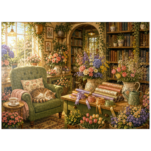 puzzleplate Secret Flower Bookshop Corner 1000 Jigsaw Puzzle