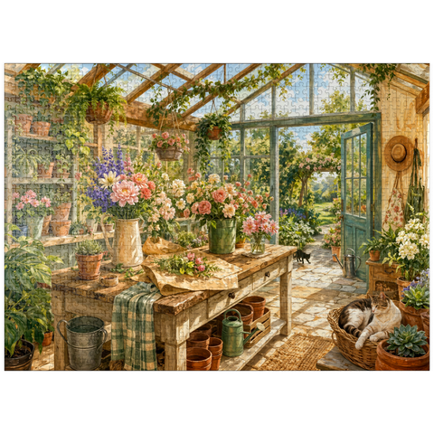 puzzleplate Sunlit Greenhouse Garden Studio 1000 Jigsaw Puzzle