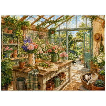 puzzleplate Sunlit Greenhouse Garden Studio 300 Jigsaw Puzzle