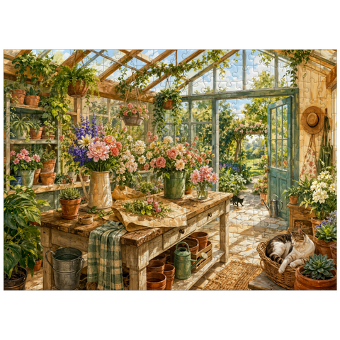 puzzleplate Sunlit Greenhouse Garden Studio 300 Jigsaw Puzzle