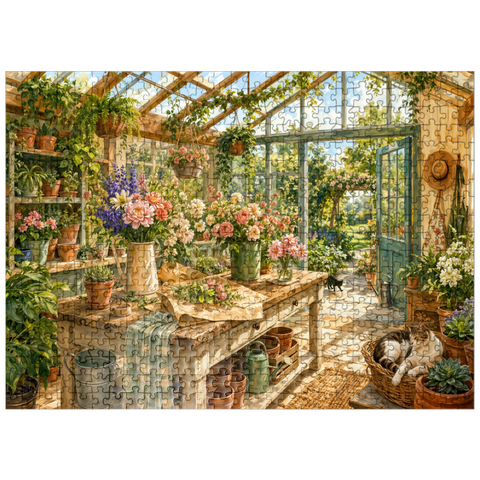 puzzleplate Sunlit Greenhouse Garden Studio 500 Jigsaw Puzzle