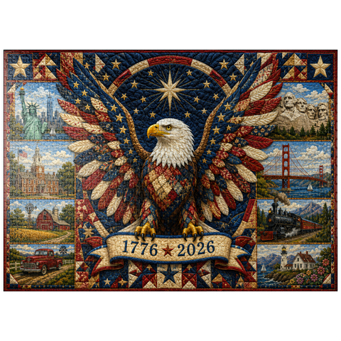puzzleplate American Eagle Heritage Quilt 1000 Jigsaw Puzzle