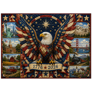 puzzleplate American Eagle Heritage Quilt 300 Jigsaw Puzzle