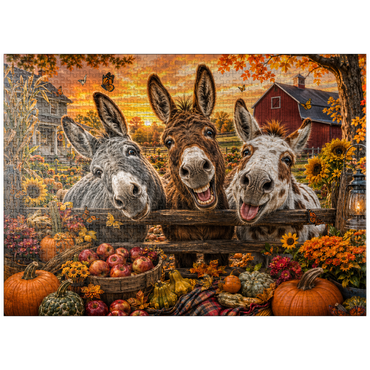 puzzleplate Autumn Donkey Mischief 1000 Jigsaw Puzzle