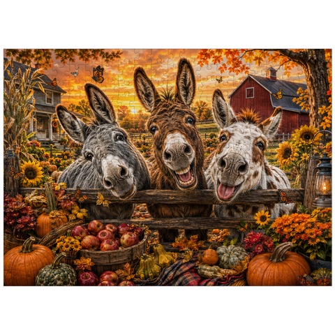 puzzleplate Autumn Donkey Mischief 300 Jigsaw Puzzle