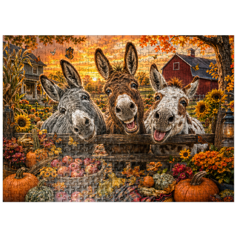 puzzleplate Autumn Donkey Mischief 500 Jigsaw Puzzle