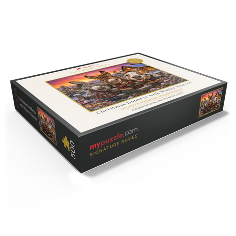 Christmas Donkeys with Winter Scarves 500 Jigsaw Puzzle box view1