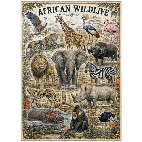 puzzleplate African Wildlife Vintage Art Poster 1000 Jigsaw Puzzle