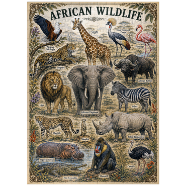 puzzleplate African Wildlife Vintage Art Poster 300 Jigsaw Puzzle
