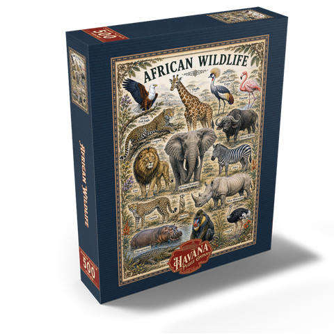 African Wildlife Vintage Art Poster 500 Jigsaw Puzzle box view2