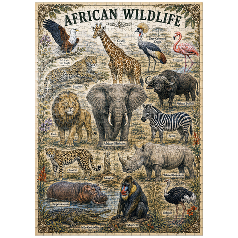 puzzleplate African Wildlife Vintage Art Poster 500 Jigsaw Puzzle