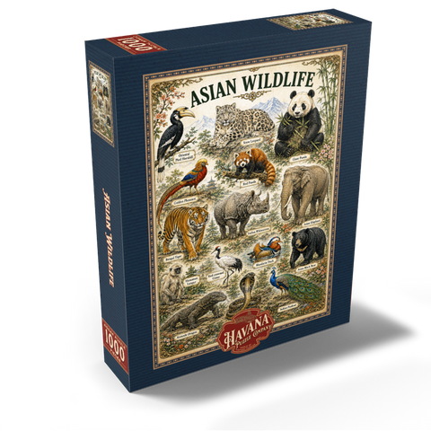 Asian Wildlife Vintage Art Poster 1000 Jigsaw Puzzle box view2