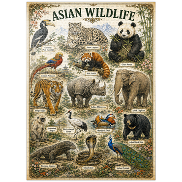 puzzleplate Asian Wildlife Vintage Art Poster 1000 Jigsaw Puzzle
