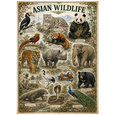 puzzleplate Asian Wildlife Vintage Art Poster 300 Jigsaw Puzzle