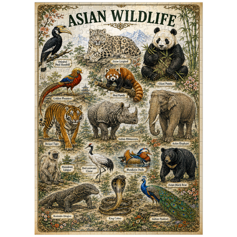 puzzleplate Asian Wildlife Vintage Art Poster 300 Jigsaw Puzzle