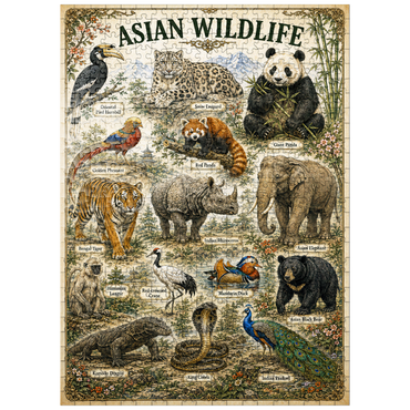 puzzleplate Asian Wildlife Vintage Art Poster 500 Jigsaw Puzzle