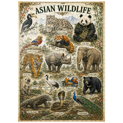 puzzleplate Asian Wildlife Vintage Art Poster 500 Jigsaw Puzzle