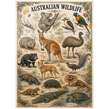 puzzleplate Australian Wildlife Vintage Art Poster 1000 Jigsaw Puzzle