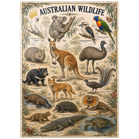 puzzleplate Australian Wildlife Vintage Art Poster 1000 Jigsaw Puzzle