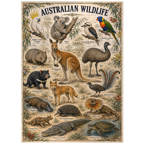 puzzleplate Australian Wildlife Vintage Art Poster 300 Jigsaw Puzzle