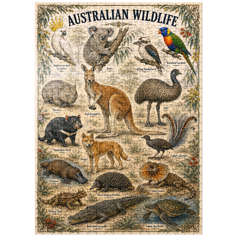 puzzleplate Australian Wildlife Vintage Art Poster 500 Jigsaw Puzzle