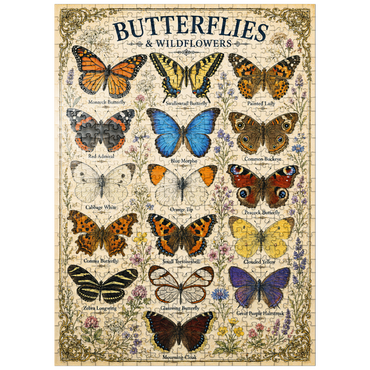 puzzleplate Butterflies and Wildflowers Vintage Art Poster 500 Jigsaw Puzzle