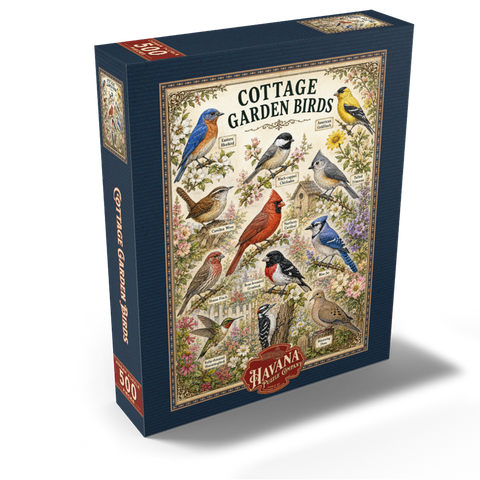 Cottage Garden Birds Vintage Poster 500 Jigsaw Puzzle box view2