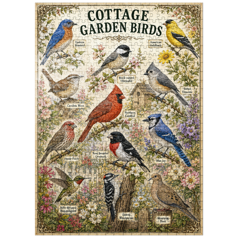 puzzleplate Cottage Garden Birds Vintage Poster 500 Jigsaw Puzzle