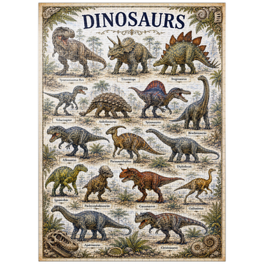 puzzleplate Dinosaurs Vintage Art Poster 1000 Jigsaw Puzzle