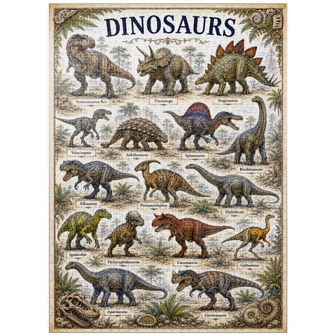 puzzleplate Dinosaurs Vintage Art Poster 1000 Jigsaw Puzzle