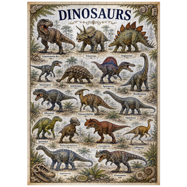 puzzleplate Dinosaurs Vintage Art Poster 300 Jigsaw Puzzle