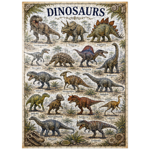 puzzleplate Dinosaurs Vintage Art Poster 500 Jigsaw Puzzle