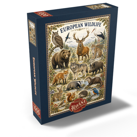 European Wildlife Vintage Art Poster 1000 Jigsaw Puzzle box view2