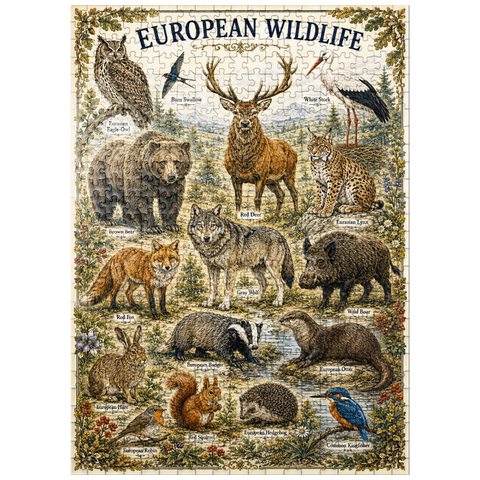 puzzleplate European Wildlife Vintage Art Poster 500 Jigsaw Puzzle