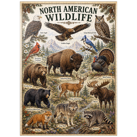 puzzleplate North American Wildlife Vintage Poster 1000 Jigsaw Puzzle