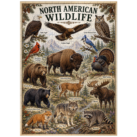 puzzleplate North American Wildlife Vintage Poster 300 Jigsaw Puzzle
