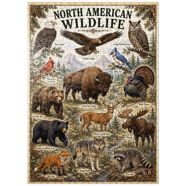puzzleplate North American Wildlife Vintage Poster 500 Jigsaw Puzzle