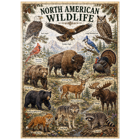 puzzleplate North American Wildlife Vintage Poster 500 Jigsaw Puzzle