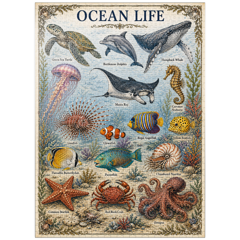 puzzleplate Ocean Life Vintage Art Poster 1000 Jigsaw Puzzle