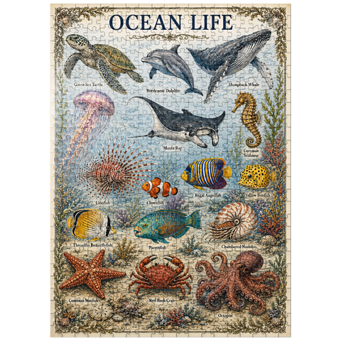 puzzleplate Ocean Life Vintage Art Poster 500 Jigsaw Puzzle