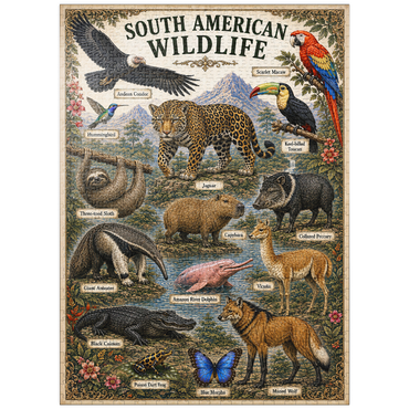 puzzleplate South American Wildlife Vintage Poster 1000 Jigsaw Puzzle